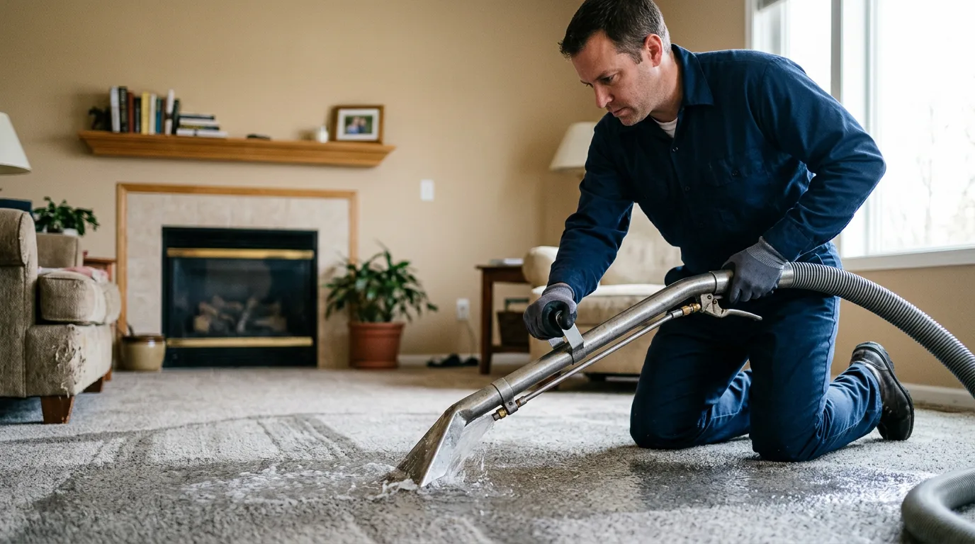 Water damage restoration technician working near Essexville, MI